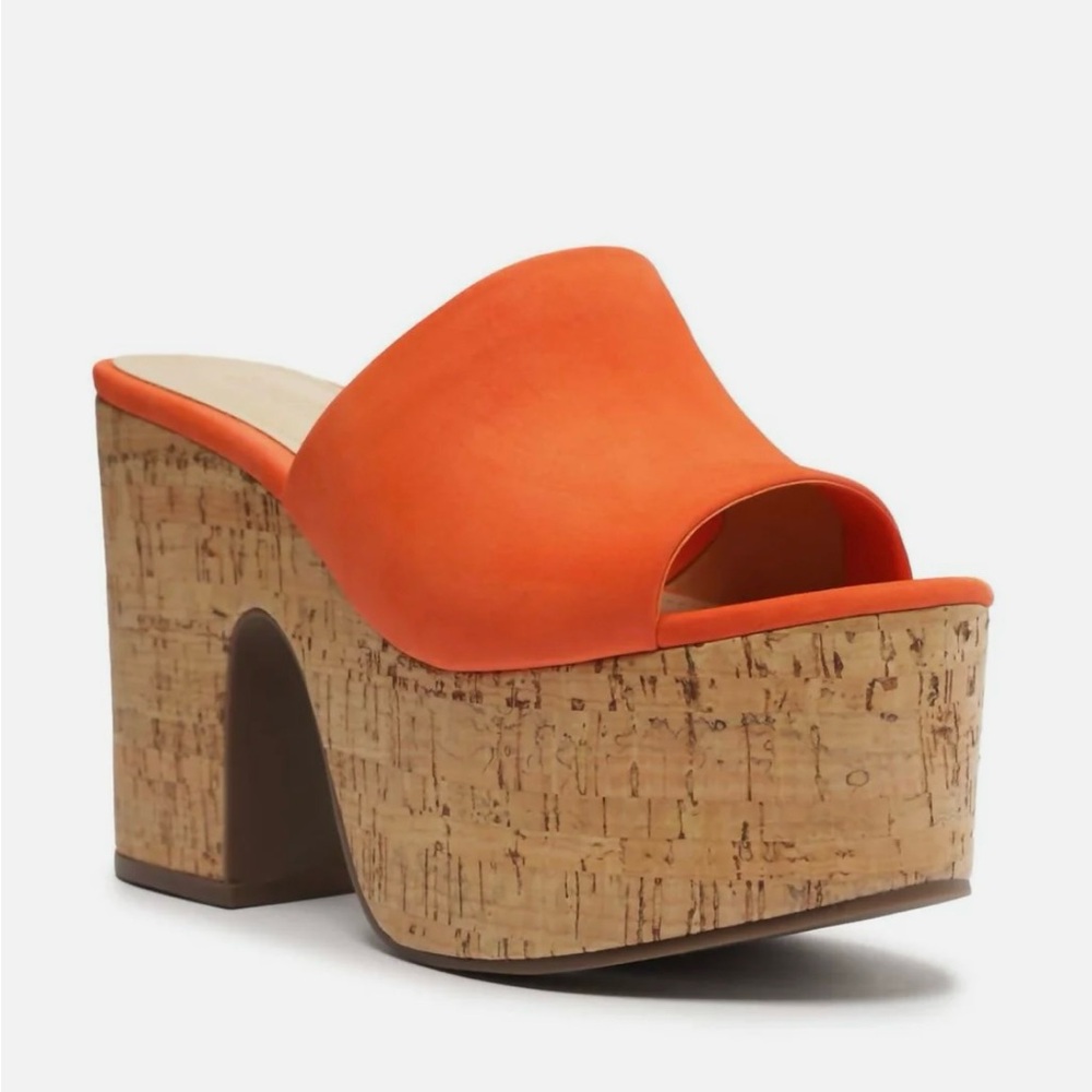 SCHUTZ Dalle Cutout Napa Leather Platform Mule Sandals. Original box & dust bags